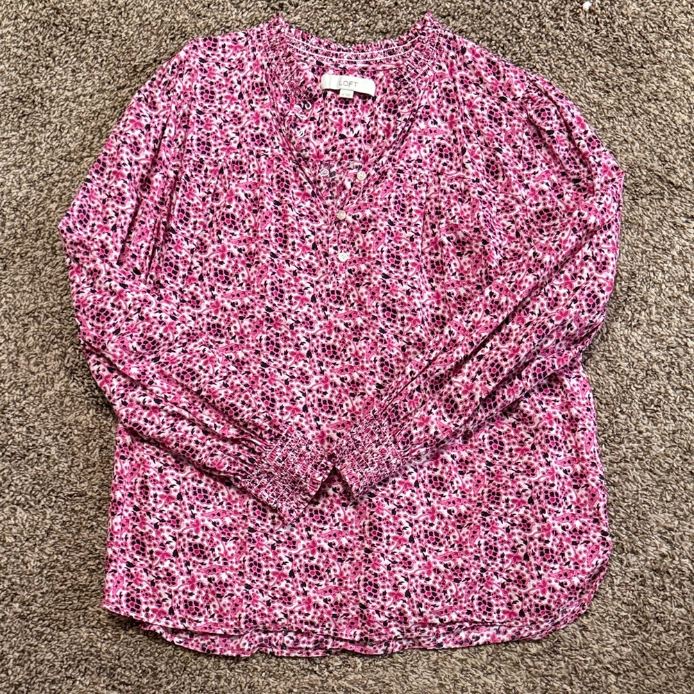 LOFT Pink Floral Blouse